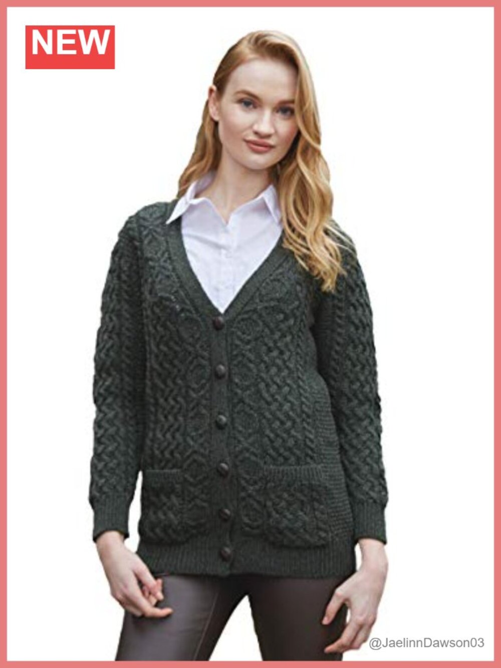 100% Merino Wool Cable Knit Buttoned Cardigan Sweater